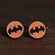 Load image into Gallery viewer, Superhero Batman Cufflinks for Men Handcrafted Leather Cuff Links
