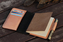 Load image into Gallery viewer, MerrySix Crafts Handmade Veg-tanned Leather Black Field Note Book Cover Journal Dairy
