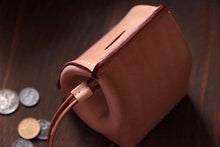 Load image into Gallery viewer, MerrySix Crafts Handmade Cute Veg-Tanned Leather Coin Bag Slim Loose Change Case
