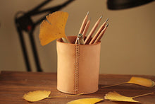 Load image into Gallery viewer, MerrySix Crafts Handmade Cute Natural Pen Holder Organizer Veg-tanned Leather Pencil Case Pen Container
