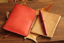 Load image into Gallery viewer, MerrySix Crafts 100% Hand-Stitched Veg-tanned Leather Red Field Note Book Cover
