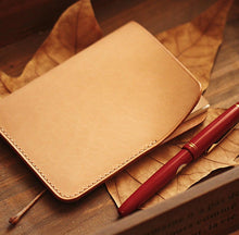 Load image into Gallery viewer, MerrySix Crafts 100% Hand-Stitched Veg-tanned Leather Natural Field Note Book Cover
