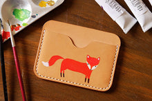 Load image into Gallery viewer, MerrySix Crafts Hand Drawing Cute Fox Card Holder Handmade RFID Leather Business Card Case Wallet
