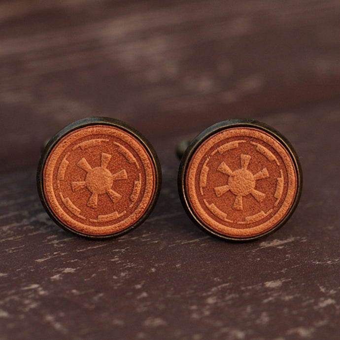Galactic Empire Cufflinks Star Wars Handcrafted Leather Cuff Links for Men