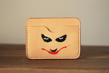 Load image into Gallery viewer, MerrySix Crafts Hand Drawing Joker Card Holdeår Handmade RFID Leather Business Card Case Wallet
