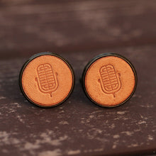 Load image into Gallery viewer, Microphone Handmade Leather Mic Men&#39;s Cufflinks
