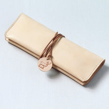 Load image into Gallery viewer, 100% Hand-Stitched Cute Natural Pencil Case Veg-tanned Leather Pen Pouch Bag
