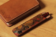Load image into Gallery viewer, MerrySix Crafts Handmade Cute Paper Marbling Pattern Pencil Case Veg-tanned Leather Pen Pouch Bag
