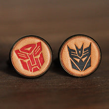 Load image into Gallery viewer, Transformers Optimus Prime &amp; Decepticons Handmade Leather Men&#39;s Cuff Links
