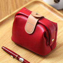 Load image into Gallery viewer, MerrySix Crafts Handmade Cute Ruby Travel Makeup Bag for Women Veg-Tanned Leather Small Beauty Cosmetic Bag
