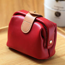 Load image into Gallery viewer, MerrySix Crafts Handmade Cute Ruby Travel Makeup Bag for Women Veg-Tanned Leather Small Beauty Cosmetic Pouch
