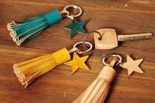 Load image into Gallery viewer, MerrySix Crafts Handmade Cute Tassel Key Chain Veg-Tanned Leather Personalized Bag Charm
