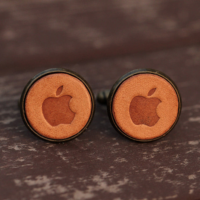 Handcrafted Apple Leather Cufflinks for Men