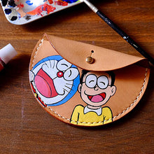 Load image into Gallery viewer, MerrySix Handcrafted Veg-tanned Leather Cute Wire Organizer Doraemon Coin Purse
