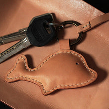 Load image into Gallery viewer, Handmade Cute Dolphin Key Chain Veg-Tanned Leather Personalized Animal Bag Charm
