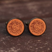 Load image into Gallery viewer, Vintage Lion Handmade Leather Men&#39;s Cufflinks
