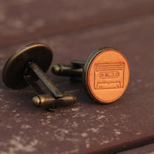 Load image into Gallery viewer, Cassette Tape Handcrafted Leather Cufflinks for Men at MerrySix
