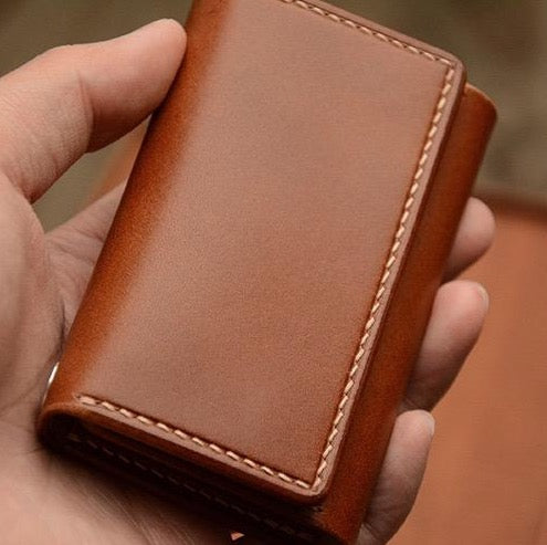 MerrySix Crafts Handmade Brown Card Holder Key Case for Men & Women