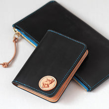 Load image into Gallery viewer, MerrySix Crafts Handmade Slim Black Personalized RFID Card Holder Wallets for Men &amp; Women
