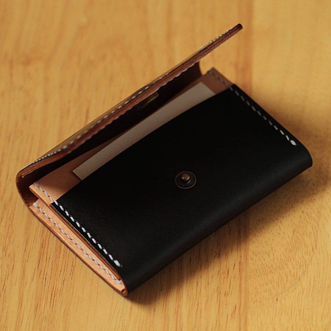 MerrySix Crafts Handcrafting Black Minimalist Wallets for Men & Women RFID Leather Business Card Holder Wallet