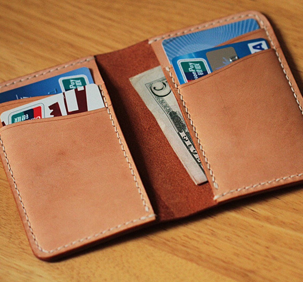 MerrySix Crafts Handmade Brown Wallets for Men & Women RFID Front Pocket Leather Business Card Holder Wallet