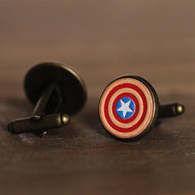 Load image into Gallery viewer, Superhero Captain America Leather Cufflinks Marvel Cufflinks for Men

