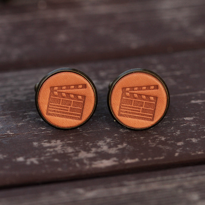 Clapperboard Handcrafted Leather Cufflinks for Men
