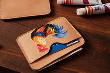 Load image into Gallery viewer, MerrySix Crafts Hand Drawing Lovely Cock Card Holder Handmade RFID Leather Business Card Case Wallet
