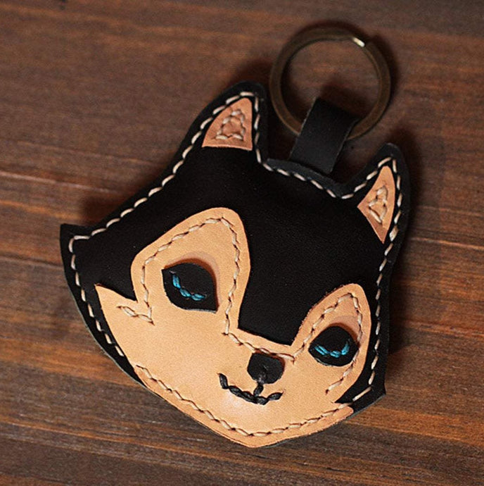 MerrySix Crafts Handmade Corgi Key Chain Veg-Tanned Personalized Cute Dog Animal Key Ring
