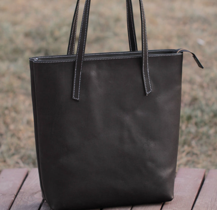 MerrySix Crafts Handmade Black Women's Tote Bag Simple Lady Shoulder Handbag Purse