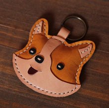 Load image into Gallery viewer, MerrySix Crafts Handmade Corgi Dog Key Chain Veg-Tanned Personalized Cute Animal Key Ring
