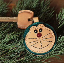 Load image into Gallery viewer, MerrySix Crafts Handmade Cute Doraemon Key Chain Veg-Tanned Leather Personalized Animal Bag Charm
