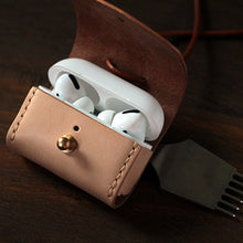 Load image into Gallery viewer, MerrySix Handcrafted Personalized AirPods Pro Case Cover Handmade Veg-tanned Leather Cute Earbud Case

