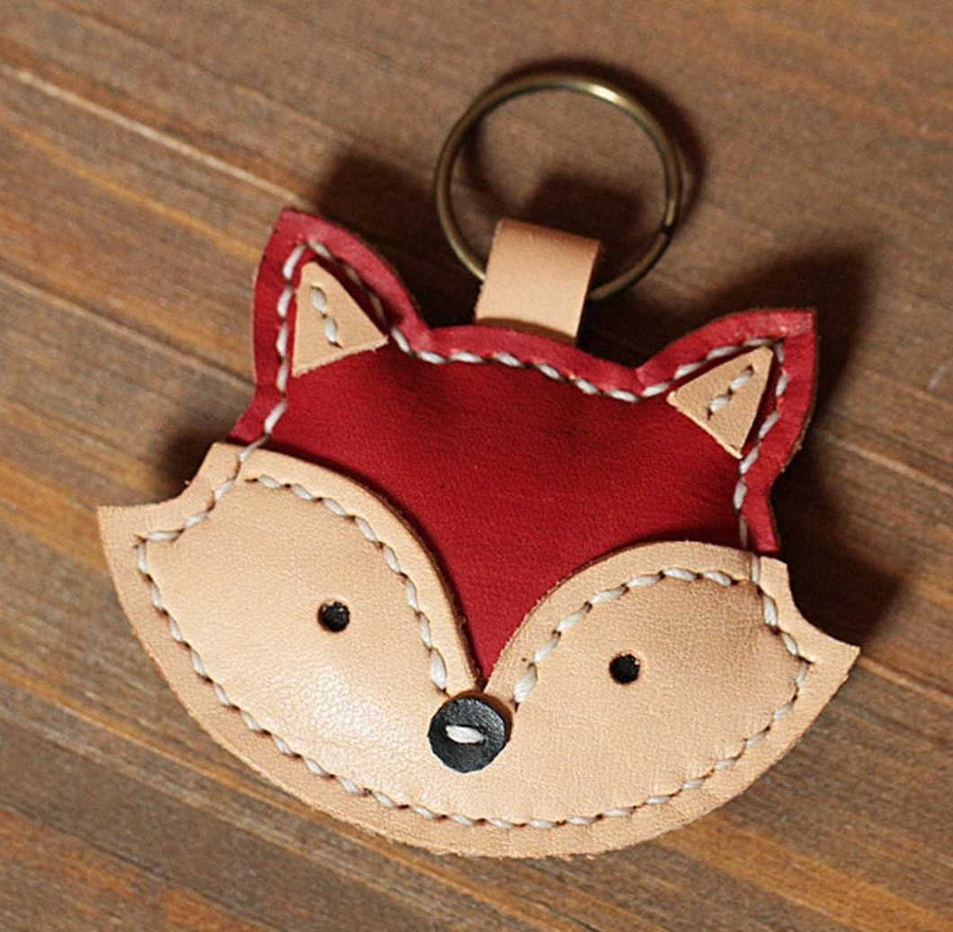 MerrySix Crafts Handmade Cute Fox Key Chain Veg-Tanned Personalized Animal Bag Charm