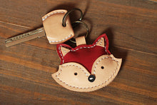 Load image into Gallery viewer, MerrySix Crafts Handmade Cute Fox Key Chain Veg-Tanned Personalized Animal Bag Charm Key Ring
