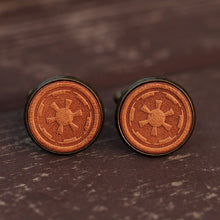 Load image into Gallery viewer, Galactic Empire Cufflinks Star Wars Handcrafted Leather Cuff Links for Men
