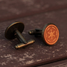 Load image into Gallery viewer, Galactic Empire Cufflinks Star Wars Handmade Leather Cuff Links for Men
