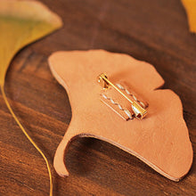 Load image into Gallery viewer, MerrySix Handmade Ginkgo Leather Wedding Brooch Pin for Men Handcrafted Vintage Bag Charm for Women

