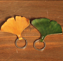Load image into Gallery viewer, MerrySix Hand-Stitched Crafts Handmade Ginkgo Veg-Tanned Personalized Cute Leaf Key Chain Bag Charm
