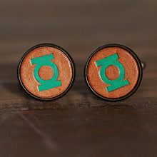 Load image into Gallery viewer, Superhero Green Lantern Leather Cufflinks for Men
