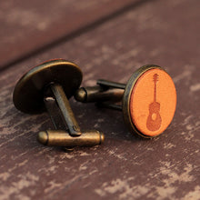 Load image into Gallery viewer, Handcrafted Vintage Guitar Leather Cufflinks for Men

