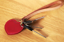 Load image into Gallery viewer, MerrySix Crafts Handmade Cute Heart Key Chain Veg-Tanned Leather Personalized Bag Charm
