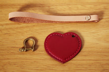 Load image into Gallery viewer, MerrySix Crafts Handmade Cute Heart Key Chain Veg-Tanned Leather Personalized Bag Charm
