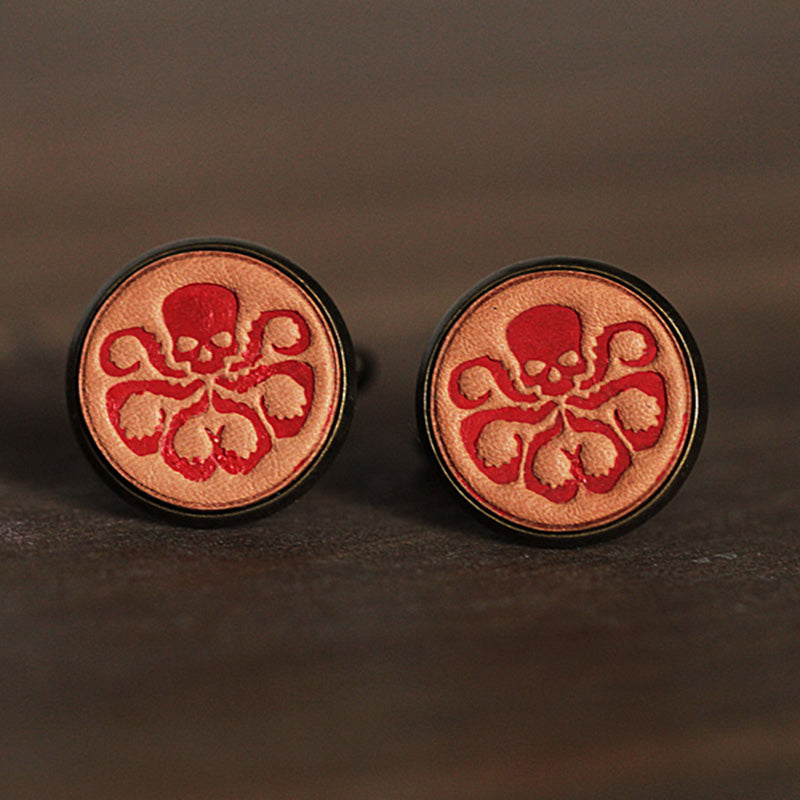 Handcrafted Hydra Marvel Leather Cufflinks for Men
