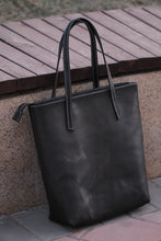 Load image into Gallery viewer, MerrySix Crafts Handmade Black Women&#39;s Tote Bag Simple Lady Shoulder Handbag Purse
