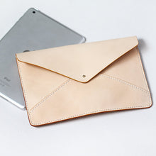Load image into Gallery viewer, MerrySix Crafts Handmade Natural Color iPad mini Case Clutch Bag, Veg-tanned Leather Women Wallet Slim Envelope Purse
