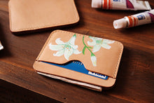 Load image into Gallery viewer, MerrySix Crafts Hand Drawing Lily Flower Card Holder Handmade RFID Leather Business Card Case Wallet
