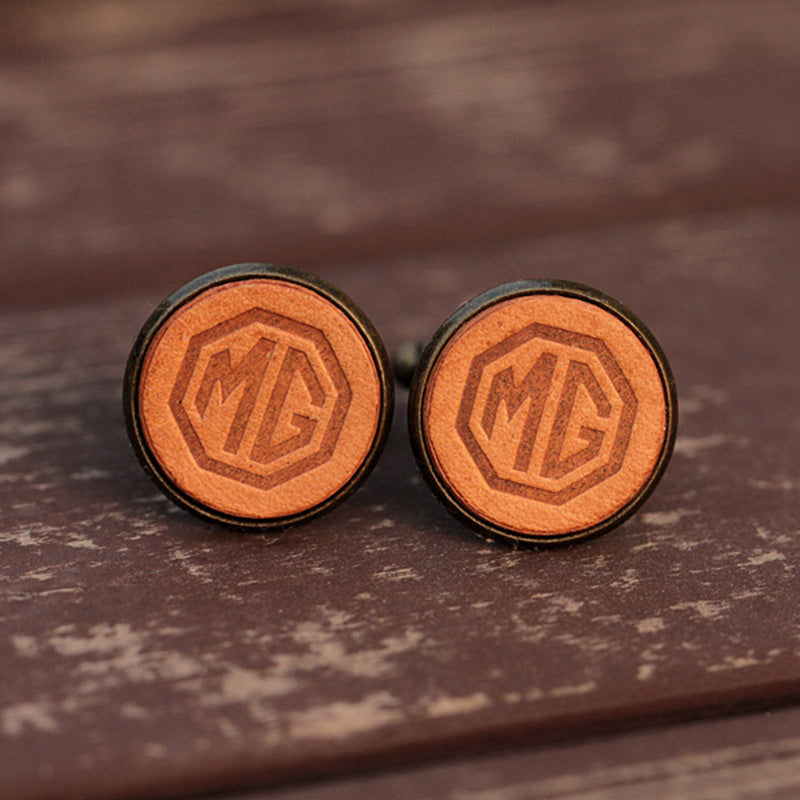 MG Car Cufflinks for Men Handcrafted Leather Cuff Links