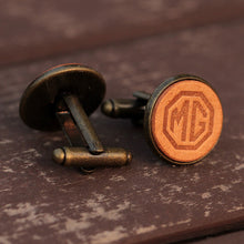 Load image into Gallery viewer, MG Car Cufflinks for Men Handmade Leather Cuff Links
