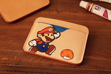 Load image into Gallery viewer, MerrySix Crafts Hand Drawing Mario Card Holder Handmade RFID Leather Business Card Case Wallet
